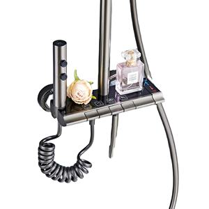 Boutons <span class=keywords><strong>de</strong></span> piano ensemble <span class=keywords><strong>de</strong></span> <span class=keywords><strong>douche</strong></span> kit <span class=keywords><strong>de</strong></span> <span class=keywords><strong>douche</strong></span> mural gris pluie pressurisée 4 modes sortie <span class=keywords><strong>d</strong></span>'<span class=keywords><strong>eau</strong></span> avec mélangeur en laiton - Product Image 1