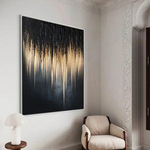 Décoration murale contemporaine de grande taille en or noir, art mural moderne personnalisé, art mural statement pour la maison et la galerie - Product Image 5
