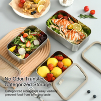 Boîte à bento personnalisée pour légumes et fruits, récipient de stockage alimentaire, couvercle en verre anti-explosion, acier inoxydable 304, étanche