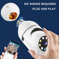 Caméra de surveillance à ampoule Vision nocturne Pleine couleur Suivi humain automatique Zoom Moniteur de sécurité intérieur Caméra Wifi