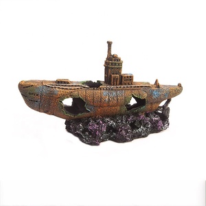 Atacado Aquarium <span class=keywords><strong>Decor</strong></span> acessórios Resina Caverna Pirata Navio Afundado Para Fish Tank - Product Image 3