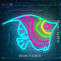 Enseigne néon LED 3D en forme de poisson tropical Art Line, alimentée par USB, à fixer au mur/suspendre pour restaurants sur le thème de l'océan et aquariums