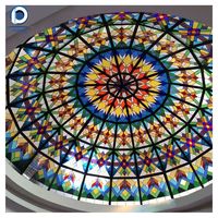 Tiffany personnalisé fait à la main vitrail dôme lucarne fenêtre de toit décorative pour la maison hôtel église utiliser directement en usine