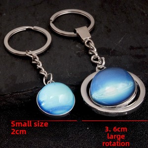 Porte-clés Lumineux Neuf Planètes Œil de Dieu, Pendentif Rond Rotatif Double Face en Cristal - Product Image 3