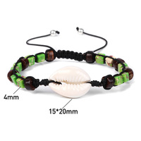 Bracelet en pierre naturelle carrée pour homme, avec breloque en coquillage de cauris et pierre empereur, tressé en macramé, ajustable, cadeau bijou