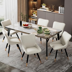 Sedie da Pranzo Imbottite all'Ingrosso, Moderne in Ecopelle Bianca, Stile Mid-Century con Schienale Solido e Imbottito per Soggiorno - Product Image 3