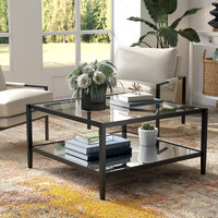 Table basse/console/d'appoint Kainice à 2 niveaux, en acier tubulaire, avec plateau en verre, design moderne, robuste, rangement, meubles de salon