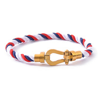 Bracelets de couple en acier inoxydable avec fermoir Fred et corde en nylon multicolore, fermoir fer à cheval, pour hommes et femmes, de la collection Premium Marine Gifts