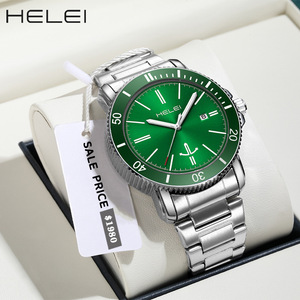 Reloj de Pulsera Helei H9002A-G 9002 Clásico para Hombre, Diseño Creativo de Moda, Esfera Grande, Cuarzo, Correa de Acero Inoxidable, Deportivo, con Calendario - Product Image 1