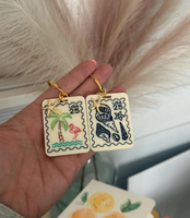 Porte-clés en acrylique peint à la main, style coquillage flamant rose, cadeau de voyage
