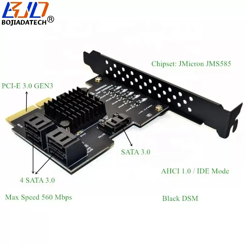 All'ingrosso 5 SATA 3.0 connettore 7pin a PCI Express X4 PCI-e 4X scheda Controller di espansione 6Gbps JMS585 per Hard Disk Drive