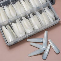 BIN Ballerina Faux Ongles en Gel Souple Couleur Naturelle, Emballage Personnalisé, 120 pièces/boîte, Couverture Complète BY-NT-146
