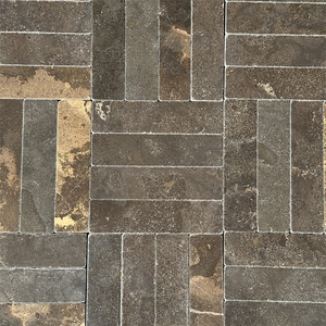 Carreaux de pierre calcaire noire persan naturelle avec veines brunes, ensembles personnalisés, carreaux muraux et de sol pour intérieur - Product Image 1