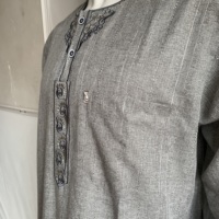 Qamis Islamique Marocain pour Hommes – Robe de Prière Kaftan Djellaba Brodé à Manches Longues Tenue Aïd Mariage Ramadan