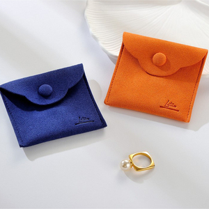 1mm <b>Thick</b> Custom Printed Microfiber Bracelet <b>Ring</b> Snap Button Soft Suede Jewelry Packaging Pouches - Product Image 4