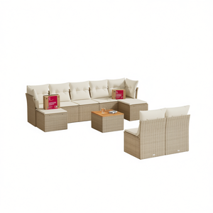 Ensemble de canapés de jardin en rotin beige 6 places, mobilier d'extérieur résistant aux intempéries, design contemporain - Product Image 1