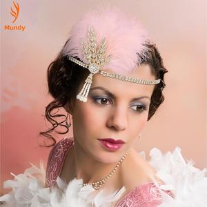 Accessoires de <span class=keywords><strong>photographie</strong></span> vintage : Bandeau, coiffe à plumes style Grand Gatsby, diadème à feuilles des années 20, accessoires capillaires pour femmes - Product Image 3