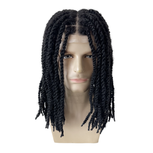 Extensiones de Cabello Humano Virgen Brasileño # Postizo de Cabello Afro Trenzado de 14 Pulgadas, Color Negro Azabache, con Encaje Completo <span class=keywords><strong>para</strong></span> Hombres Negros - Product Image 4