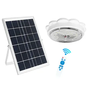 Vente en gros blanc/lumière chaude Portable 60w 100w 200w 300w Spot d'énergie solaire pour maison plafonnier intérieur avec télécommande