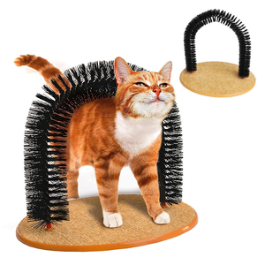 Brosse de toilettage pour chat en forme d'arche, auto-brosseuse, grattoir et masseur, avec base moquettée - Product Image 1