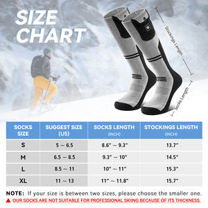 WASOTO Haute Qualité 7.4V 3000mAh Noir Crew Rechargeable Chauffé Hommes Chaussettes pour Hiver En Plein Air Ski <span class=keywords><strong>Bluetooth</strong></span> APP Contrôlé - Product Image 6