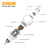 Sensor infrarrojo 7W 9W 12W E27 E26 B22 Base LED Sensor de movimiento Bombilla LED Bombilla inteligente para baño Garaje, LED-SENSOR