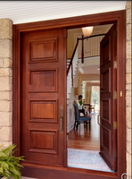 Porte double en bois massif haute sécurité avec finition en bois de séquoia, design moderne, verrouillage multipoints, isolation acoustique pour usage hôtelier