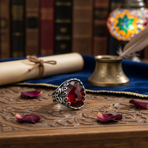 Ottoman Design <b>Men</b> <b>Rings</b> Oval Cut Garnet Gemstone Authentic <b>Men</b> <b>Ring</b> Wholesale Handmade 925 <b>Sterling</b> <b>Silver</b> - Product Image 3