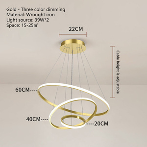Per la casa decorativo moderno soggiorno Hotel <span class=keywords><strong>cerchio</strong></span> pendente Design 3 anello acrilico <span class=keywords><strong>lampadario</strong></span> a Led di lusso - Product Image 6
