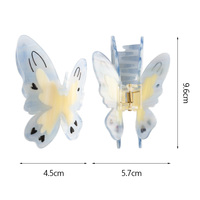 Pinza de Pelo con Diseño de Mariposa 3D, Estilo Francés, Acetato con Efecto Marmoleado, Agarre Fuerte Antideslizante, Marca Privada OEM