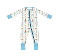 Romper Bayi Bambu Label Pribadi MOQ Rendah Motif Pelangi Neon untuk Acara Baby Shower dan Pemakaian Sehari-hari