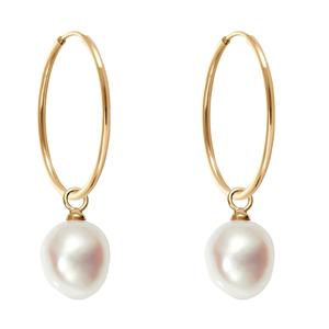 2025 Nueva joyería fina de alta calidad, joyería de plata de ley 925, pendientes de aro de gota de perla grande chapados en oro de 18 quilates para mujer - Product Image 1