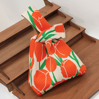 Bolso de Mano con Diseño de Logotipo Personalizado, Bolso de Tela, Bolsos de Punto Suave, Bolso de Punto Elegante, Bolso de Mano con Nudo, para Regalo Navideño