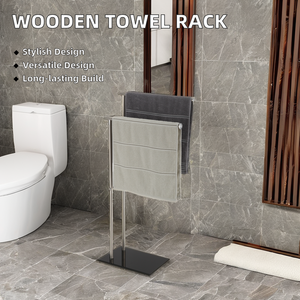 Portasciugamani a doppio livello in metallo da terra, organizer per bagno, <span class=keywords><strong>porta</strong></span> abiti e borse, con base in acrilico - Product Image 5