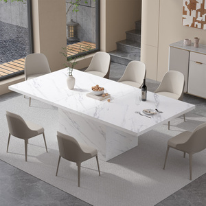 Personalizzato di lusso moderno marmo <span class=keywords><strong>bianco</strong></span> <span class=keywords><strong>tavolo</strong></span> da pranzo in <span class=keywords><strong>legno</strong></span> grande rettangolo sala da pranzo <span class=keywords><strong>tavolo</strong></span> per cucina 4-6 posti - Product Image 1