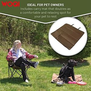 Chaise pliante d'extérieur Woqi, structure en aluminium, tissu polyester, chaise de camping de jardin, brun foncé, forme rectangulaire - Product Image 3