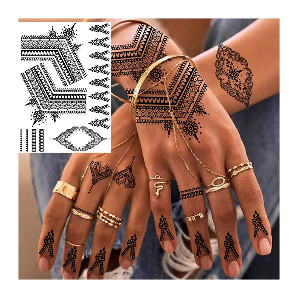 Waterdichte Henna Tattoo Tijdelijke Sticker Henna Stencils India Sticker Tattoo Tijdelijke Henna Tattoo Hana Sticker