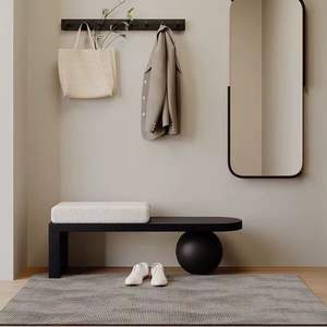 Solid Wood <b>Shoe</b> Changing Stool Minimalist Design Space Saving Entrance Bench Nordic Style Living Room Furniture - Product Image 2