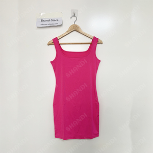Nouvelle Robe Midi Basique d'Été Sans Manches pour Femme, Col Halter <span class=keywords><strong>Sexy</strong></span>, Silhouette Crayon, Teinte Unie, Écologique, Vente en Gros - Product Image 4