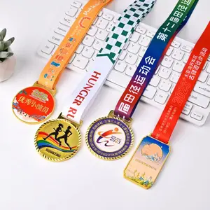 Wholesale Medallas Medal Marathon Race Finisher 5K Running Award Custom Metal Craft Sport Medals With Ribbon