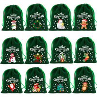 Sac cadeau de Noël en velours rouge avec cordon de serrage, sacs d'emballage pour bonbons, sacs d'emballage pour biscuits, sac cadeau du Père Noël, sac décoratif pomme