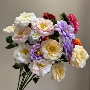 ดอกชบา CM-TH705<span class=keywords><strong>สาม</strong></span>หัวการจัดดอกไม้สีชมพูสีขาวผ้าไหมสำหรับงานแต่งงาน - Product Image 1