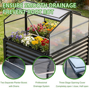 Serre de jardin surélevée 2-en-1 en aluminium <span class=keywords><strong>avec</strong></span> couvercle <span class=keywords><strong>et</strong></span> mini-châssis de culture, <span class=keywords><strong>avec</strong></span> compartiment de <span class=keywords><strong>rangement</strong></span> zippé - Product Image 3