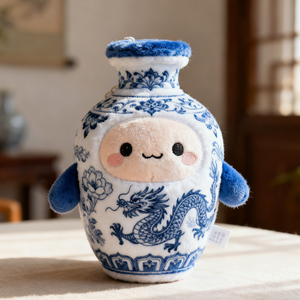 Customize Creative Chinese Blue and White <strong>Porcelain</strong> Toy Cute Plush <strong>Doll</strong> Accompanying Healing <strong>Doll</strong> Gifts Factory Direct <strong>Sale</strong> - Product Image 3