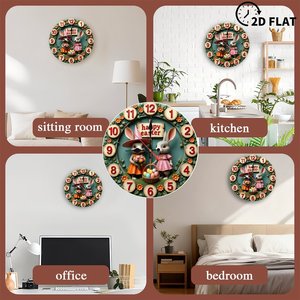 Round Wooden Wall <b>Clock</b> 25x25Cm Rustic Wood Grain <b>Silent</b> Non Ticking Farmhouse Home Decoration <b>Clock</b> - Product Image 4