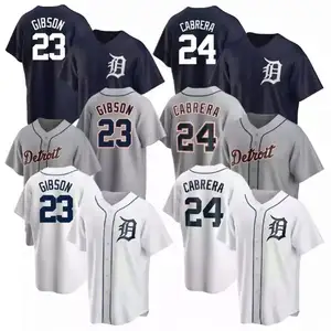 With Best Service And Low Price New Season Detroit Tiger 23 Gibson 24 Cabrera 28 Baez Stitched Top Quality Baseball Shirts