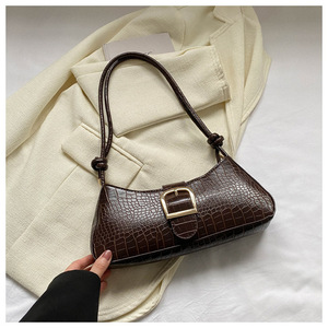 Borsa Baguette Vintage da Donna in Pelle PU Goffrata Coccodrillo con Dettaglio Fibbia Metallica - <span class=keywords><strong>Mini</strong></span> Borsa a Spalla Sottobraccio per Uso Quotidiano - Product Image 2