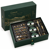 Boîte cadeau de pêche à la mouche personnalisée, emballage rigide de luxe en papier avec insert pour mouches, lignes de pêche, outils et ensembles cadeaux pour pêcheurs