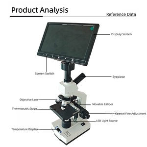 Microscope biologique numérique à température constante avec plateau chauffant, écran caméra 1920x1080, indice de protection IP55, grossissement 100X-640X pour - Product Image 2