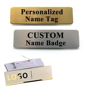 Stainless Steel Custom Logo Metal Blank Laser Hotel Name Tag Employee Staff Empty Name <b>Badge</b> - Product Image 2